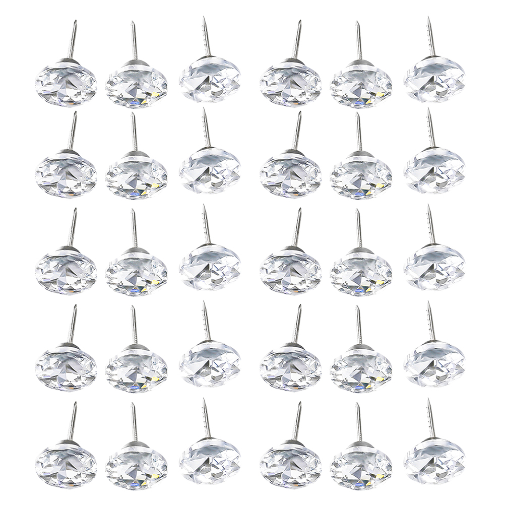 50Pcs Upholstery Nails Rhinestone Furniture Tacks Decorative Sofa Thumb