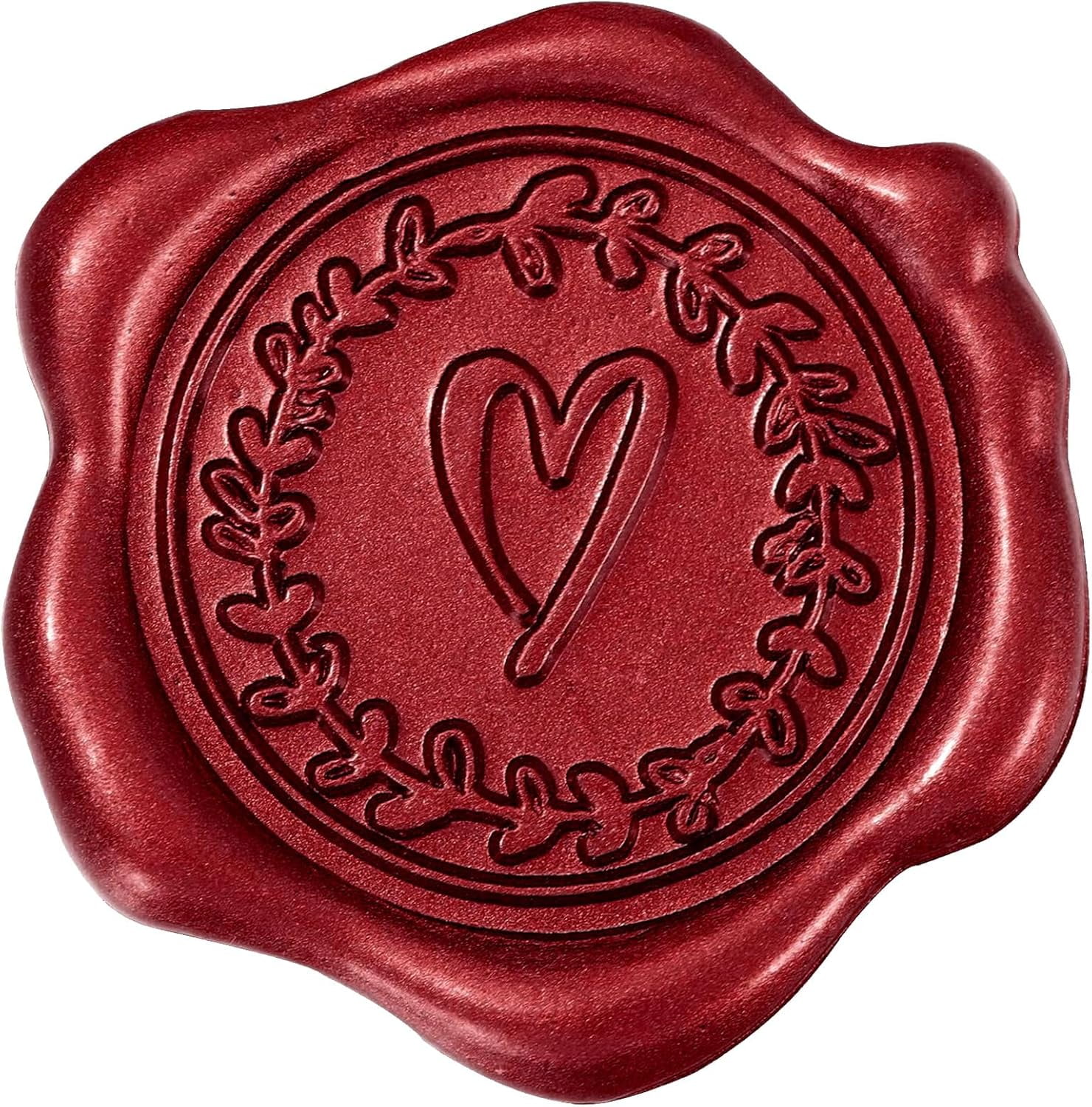 50Pcs Valentine's Day Embossed Wax Seal Stickers Wine Red Heart Pattern Envelope Seal Decals Self-Adhesive Stamp Sticker for Wedding Invitations Greeting Cards Supplies DIY Craft, 1.2 Ih