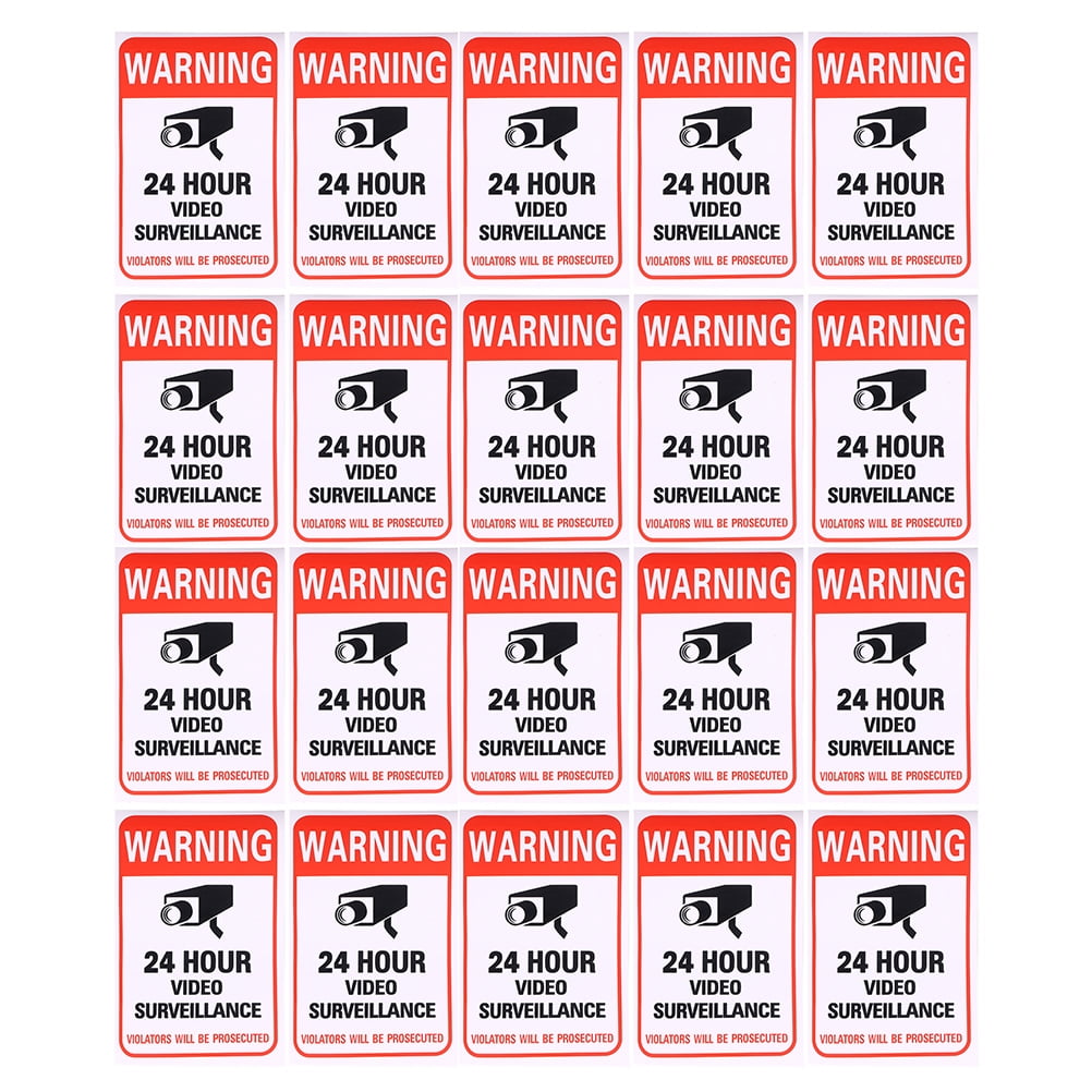 50Pcs Video Warning Stickers Adhesive Video Surveillance Signs Warning Signs