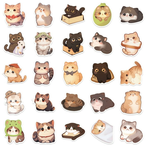50Pcs Water Resistant Kitten Cats Sticker Aesthetic Sticker for Water Bottle Laptop Car Scrapbook Journal Skateboard