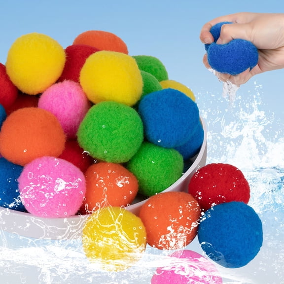 50Pcs Water Sponge Balls Soft Reusable Absorbent Splash Soaker Balls for Summer Pool Parties Backyard Water Games Outdoor Fun and Beach Activity