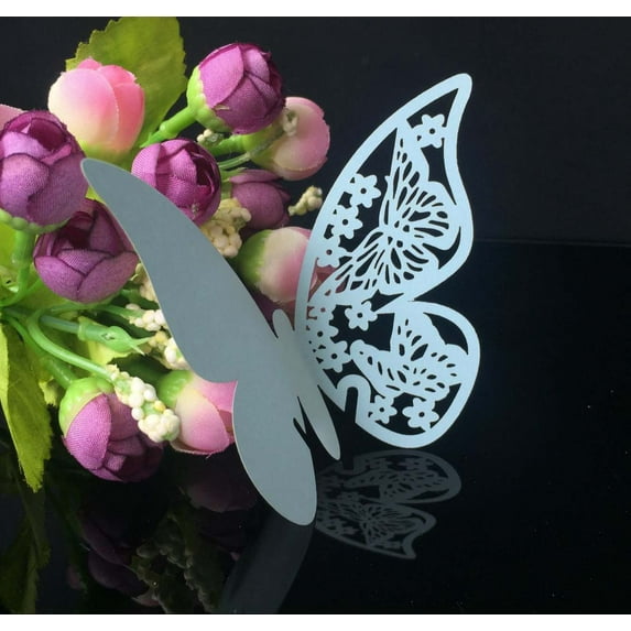 50Pcs Wedding Butterfly Place Card Laser Hollow Paper Cup Card Butterfly Wall Sticker Decoration Card