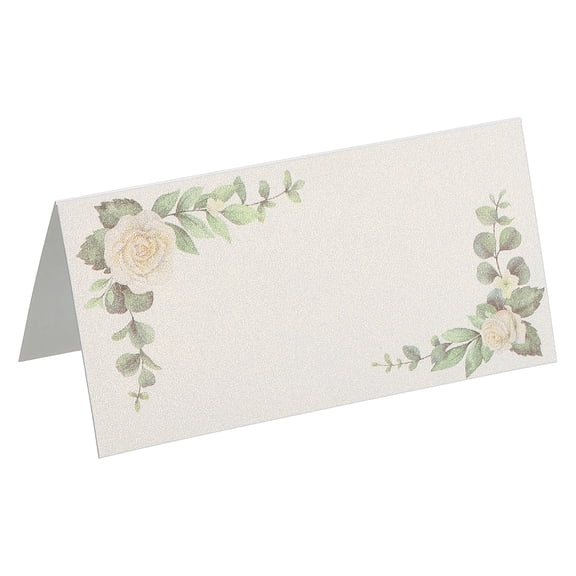 50Pcs Wedding Place Cards, White Rose Table Place Cards for Table Setting Wedding Reception Buffet
