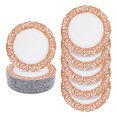 thumbnail image 1 of 50Pcs White Antique Charger Plates Set with Gold Edge, 13" Plastic Embossed Decorative Plate, Reusable Serving Dinner Plate for Wedding, Dining, Party Events (White Background with Gold Rim), 1 of 18