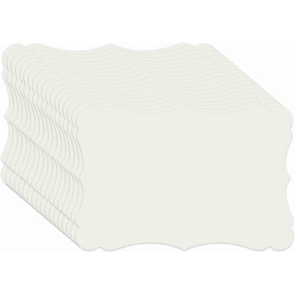 50Pcs White Blank Kraft Cards Cardstock Paper Thick Greeting Card Vintage Floral Border 4x6In Portable Bookmark Note for Learning