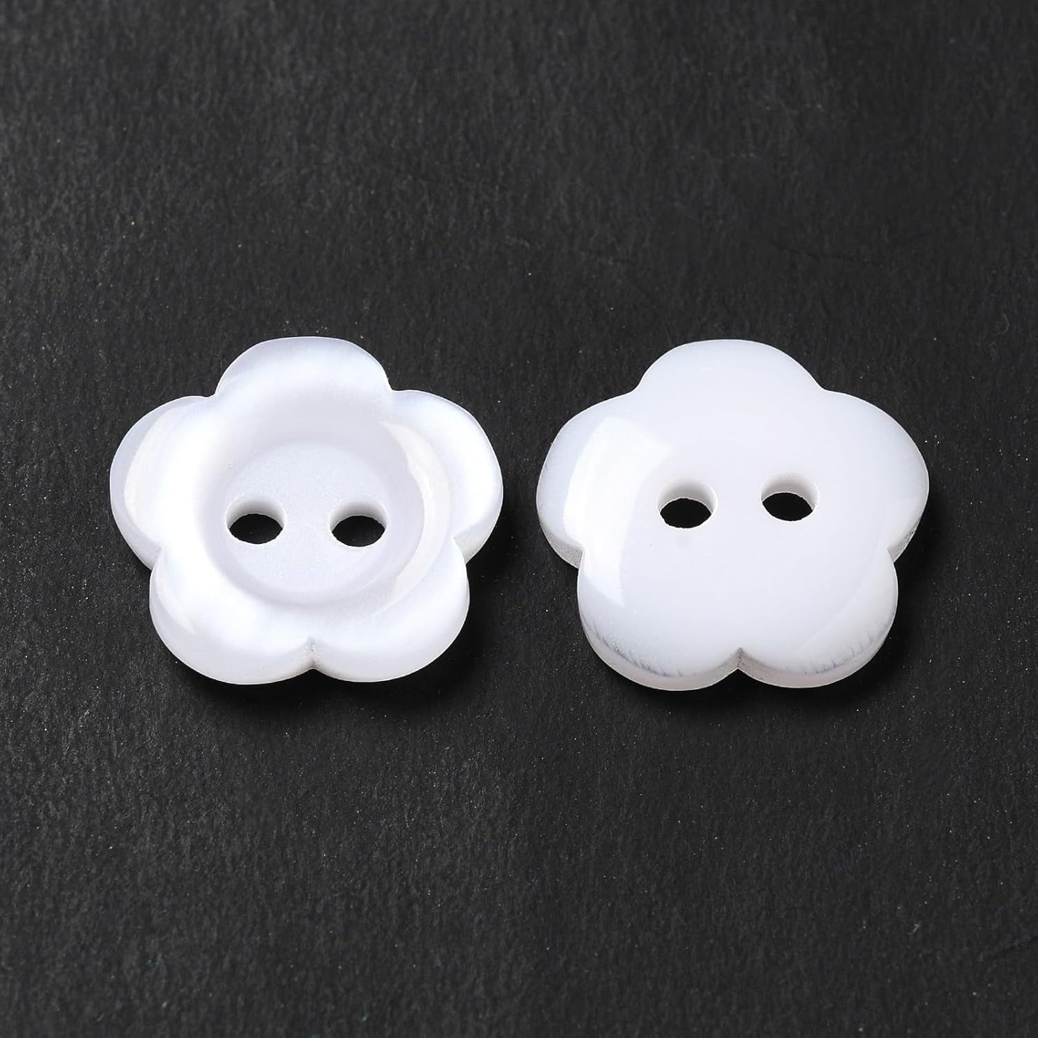 Buttons Dye 50Pcs White Flower Resin Buttons Dyed Button Parts Flower Buttons ...