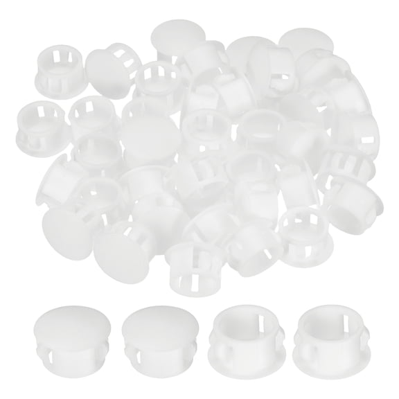 50Pcs White Hole Plugs, 15mm / 0.59" Plastic Snap in Locking Screw Hole Cover Flush Mount Panel Plugs for Chair / Table / Furniture Cabinet