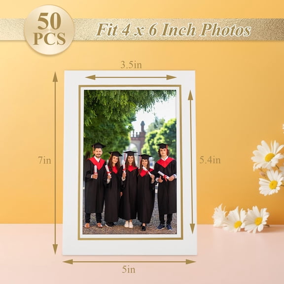 50Pcs White Paper Photo Frames 5x7 with Easel DIY Cardboard Frames for Weddings Graduations Decor