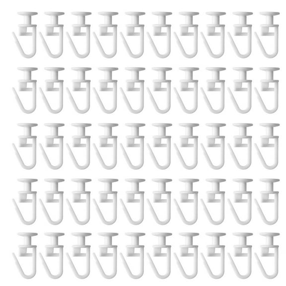 50Pcs White Plastic Curtain Track Pulleys Lockable Folding Hook for Smooth Quiet Operate Home Office Restaurant Hotel