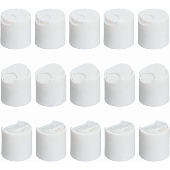 50Pcs White Plastic Disc Top Caps 22/410 Replacement Press Disk Caps for Bottle 22mm Inner Diameter Column Thread Cap DIY