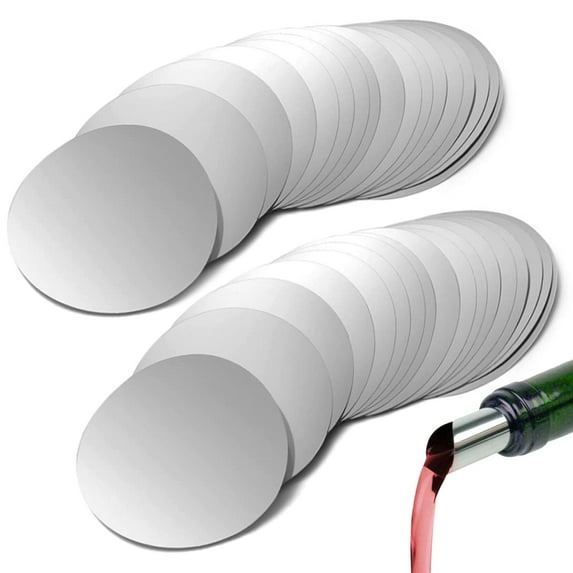 50Pcs Wine Pour Disc Drop Stoper, Red Wine Pourer Disc Pourer, Wine Bottle Pourer, Wine Spout Pourer, Silver