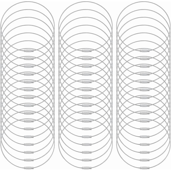 50Pcs Wire Bracelets Silver Steel Snake Bangle Bracelets Chains 2.83Inch Diameter Rings Loops for Jewelry Making Accessory Earring DIY Craft Hanging Luggage Tags Organizing Keys DIY