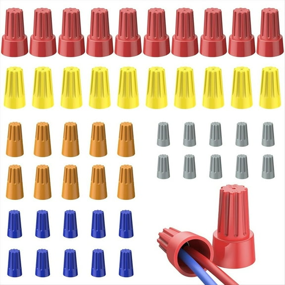 50Pcs Wire Nuts Caps Electrical Connectors for 10-22AWG Gauge Electric Wiring Twist A