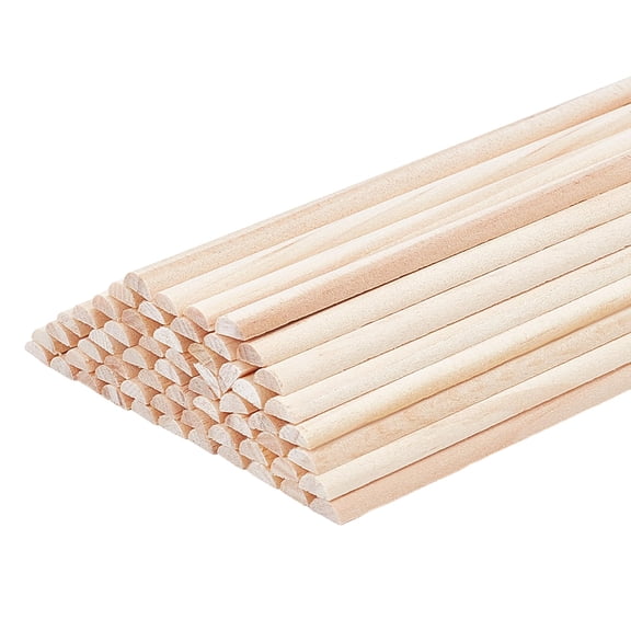 50Pcs Wood Craft Sticks Half Round Dowel Rod for Braiding Tapestry Arch Navajo White 30.1x0.7x0.35cm 50pcs/set