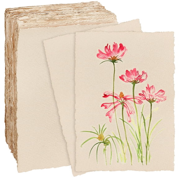 50Pcs Wood Pulp Watercolor Paper Rectangle Wheat 152x102x0.3mm