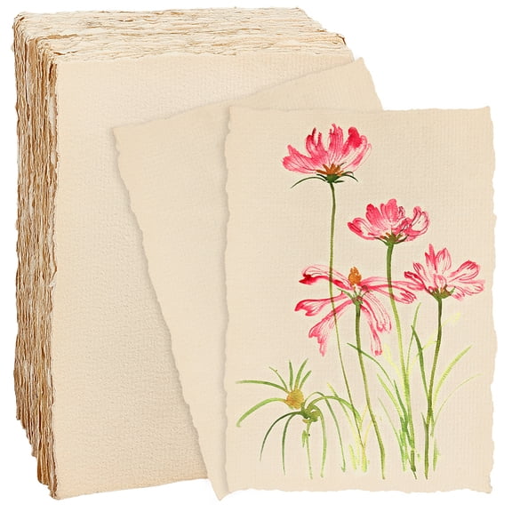 50Pcs Wood Pulp Watercolor Paper Rectangle Wheat 152x102x0.5mm