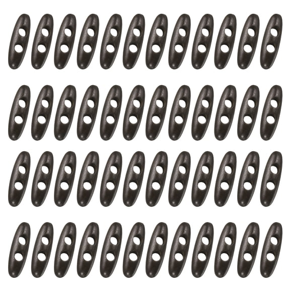 50Pcs Wood Toggle Buttons, 30mm/1.2Inch Double Holes Olive Shape Sewing Wood Buttons for DIY Coat, Dark Coffee