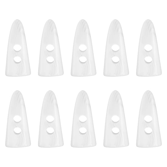Uxcell 10Pcs Double Holes Tooth Shape Sewing Wood Buttons for DIY Coat White 1.2"