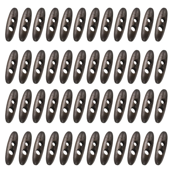 50Pcs Wood Toggle Buttons, 40mm/1.6Inch Double Holes Olive Shape Sewing Wood Buttons for DIY Coat, Dark Coffee