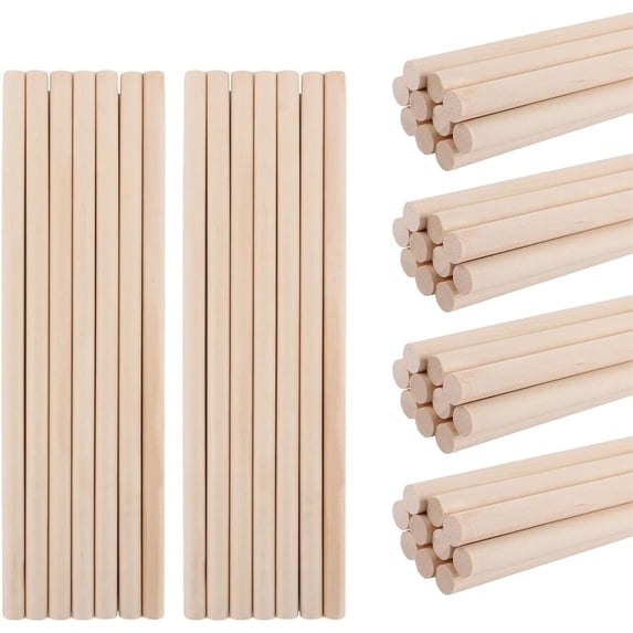 50Pcs Wooden Dowel Rods, 0.23 x 12 Inch Wood Sticks, Yayun Precut Wooden Rod Sticks, Natural Wood Dowels for Craft and DIY Projects, Cake Dowels Hardwood Craft Dowel Rods