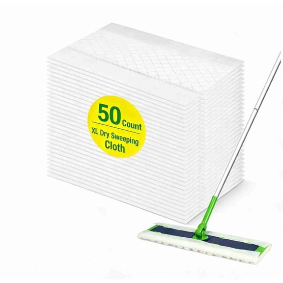 50Pcs XL Dry Sweeping Cloths for Sweeper XL Mop -Disposable X-Large Pet Dry Mop Refill - Multi-Surface Dry Cloth Refills for Floor Cleaning (Mop is not Included)