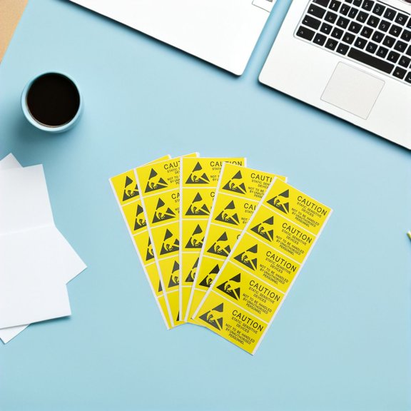 50Pcs Yellow Self Adhesive Esd Warning Sticker Label for Electrostatic Sensitive Device Protection and Safety