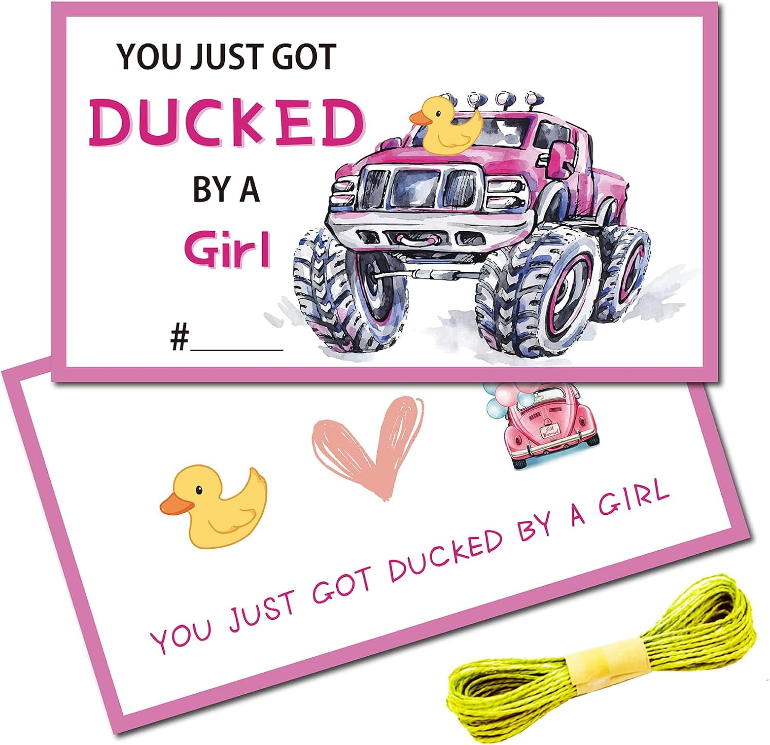 50Pcs You've Been Ducked Cards Duck Tags Card Duck Duck Jeep Tags Ducking DIY Jeep Duck Card with Hole and Twine Pink Heart for Rubber Duck Jeeps Car Decor 3.5x2 Inch-You Just 50pcs-you-ve-been-ducked-cards-duck-tags-card-duck-duck-jeep-tags-ducking-diy-jeep-duck-card-with-hole-and-twine-pink-heart-for-rubber-duck-jeeps-car-decor-3-5x2-inch-you-just
