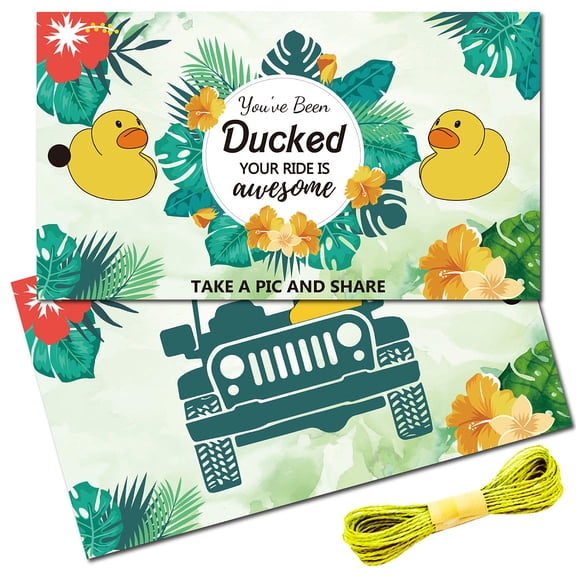 50Pcs You've Been Ducked Tags Cruising Rubber Duck Tag Cruise Duck Duck Tag Double Sided Duck Tag with Hole Twine for Car Jeep