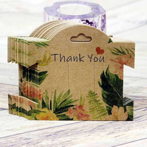 50Pcs kraft paper For YOU Hairpin Card 9*10cm flower design Jewelry Display Cards DIY THANK YOU hairclip ornaments package kraftplant 50card50oppbag