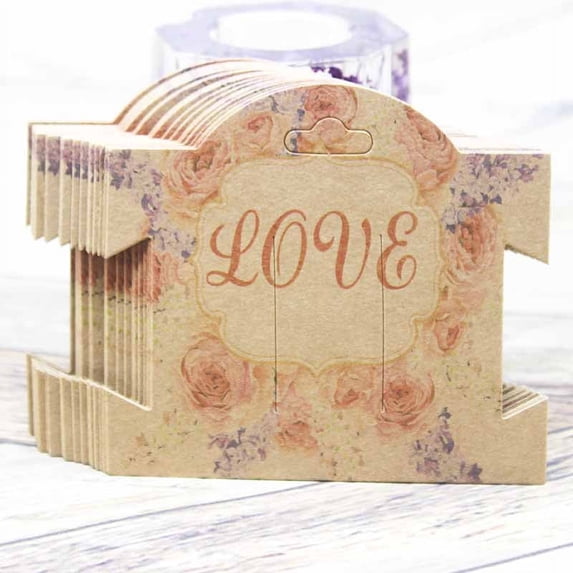 50Pcs kraft paper For YOU Hairpin Card 9*10cm flower design Jewelry Display Cards DIY THANK YOU hairclip ornaments package kraftwed 50CARD