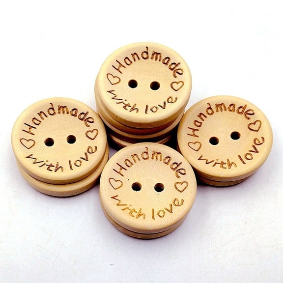 50Pcs/lot 15mm/20mm/25mm Natural Color Wooden Buttons Handmade Letter Scrapbooking For Wedding Decor Sewing Accessories