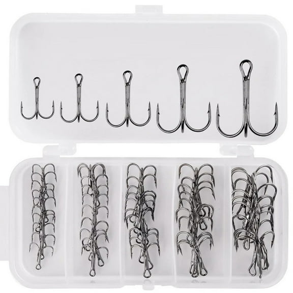 50Pcs/set Fishing Treble Hooks Fishing Hook In Box High Carbon Steel Barbed Hook Tackle Fishing Hook with Carrying Box