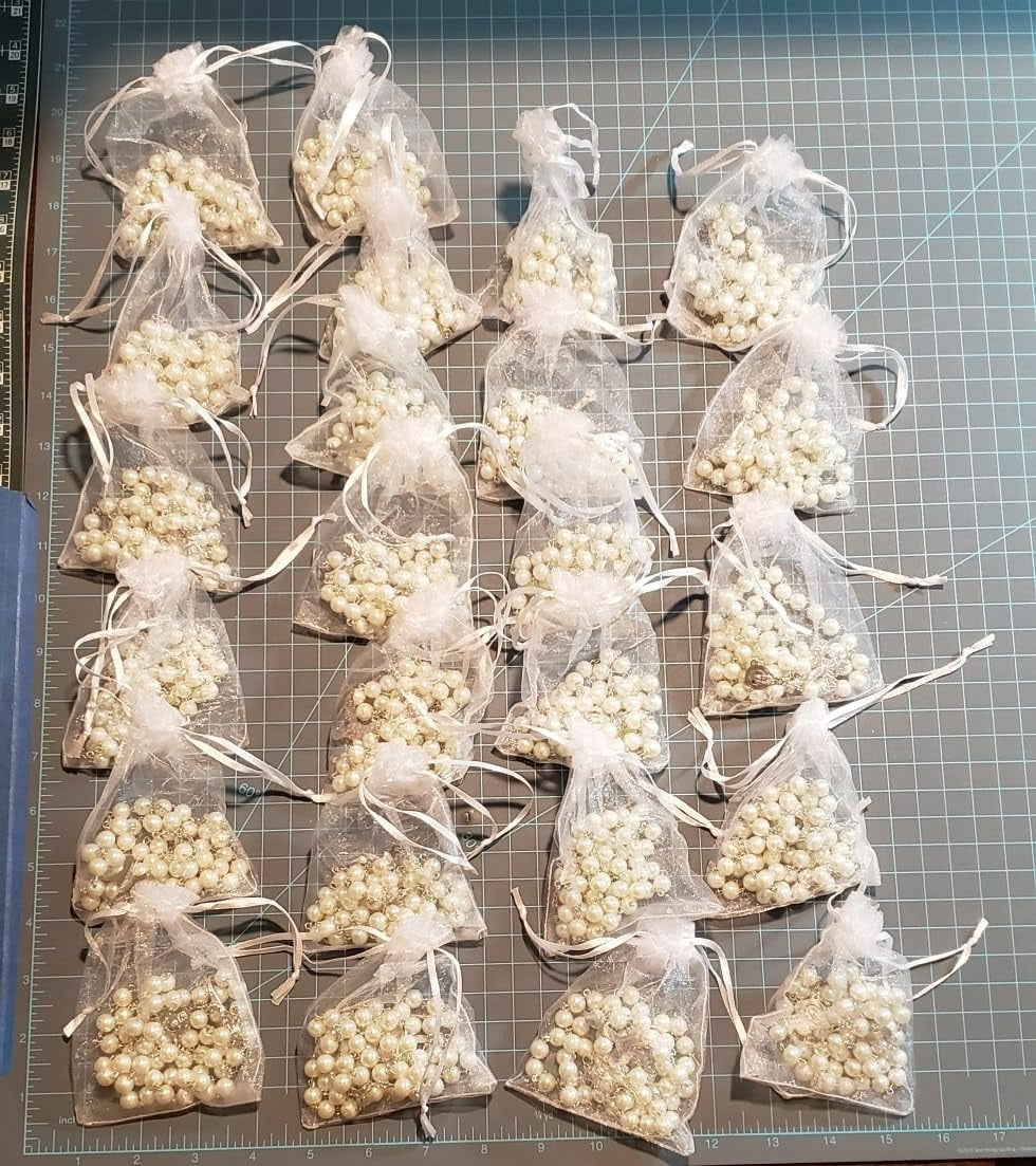 50Pcs white faux pearl Rosaries gold tone Cross Rosary / Religious Rosary/baptism favor