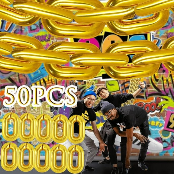 50Pieces 16 Inch Event and party supplies 90s Hip Hop Party Decorations Jumbo Chain Link for 80s 90s Hip Hop Retro Theme Birthdays Graduations Weddings Arch Supplies