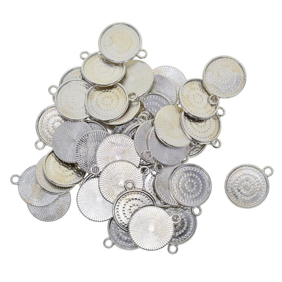 50Pieces 16 Mm Round Blank Cabochon Tray Base Bezel Setting Single Loops Charms Pendant Bracelet Connector Findings