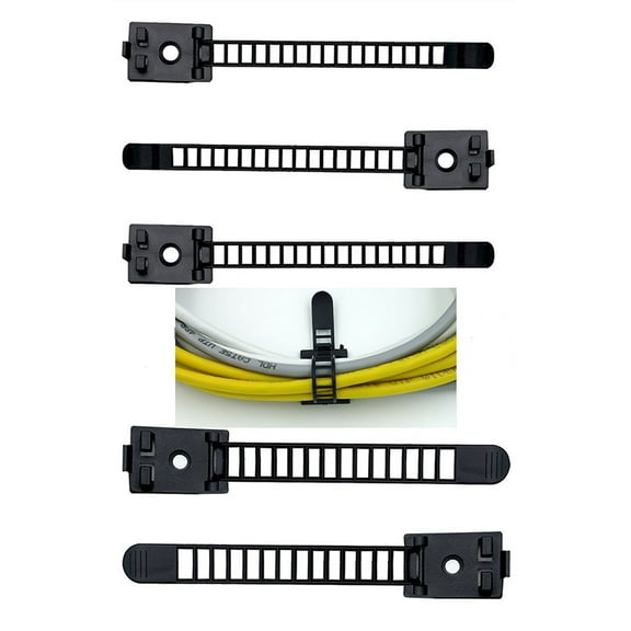50Pieces Adjustable Cable Clips Self-Adhesive Wire Clips Cord Holder Organizer with Optional Screw Mount for Car, Multi Cables, Festive Ornaments in Black