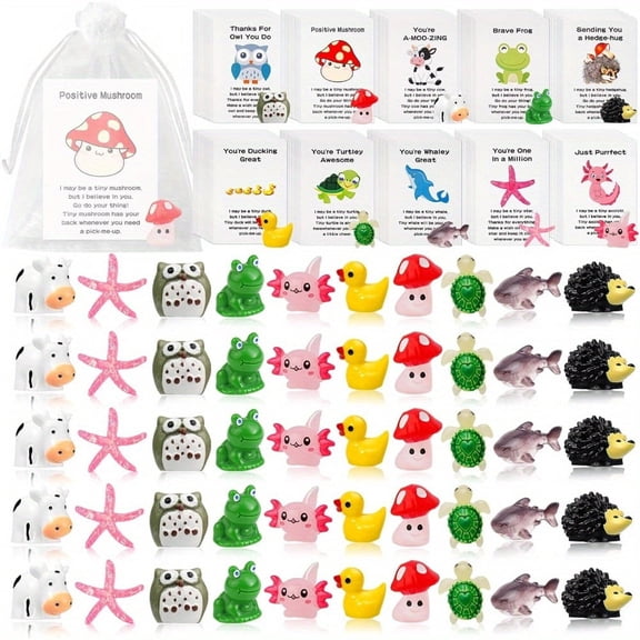 50Set/20Set Mini Landscape Animal Toys, Inspirational Gifts Bulk, Office Gifts For Coworkers Bulk, 0.5-1.5 Inch Christmas Gifts For Employees From Boss, Group Gifts Stocking Stuffers For Office Staff