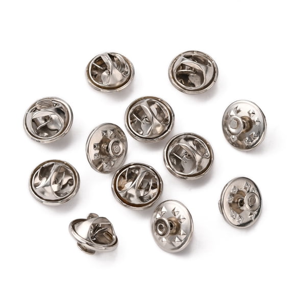 50Set Iron Lapel Pin Backs Tie Tack Pin Brooch Findings Platinum Tray: 4.5mm 12mm Pin: 1mm DIY