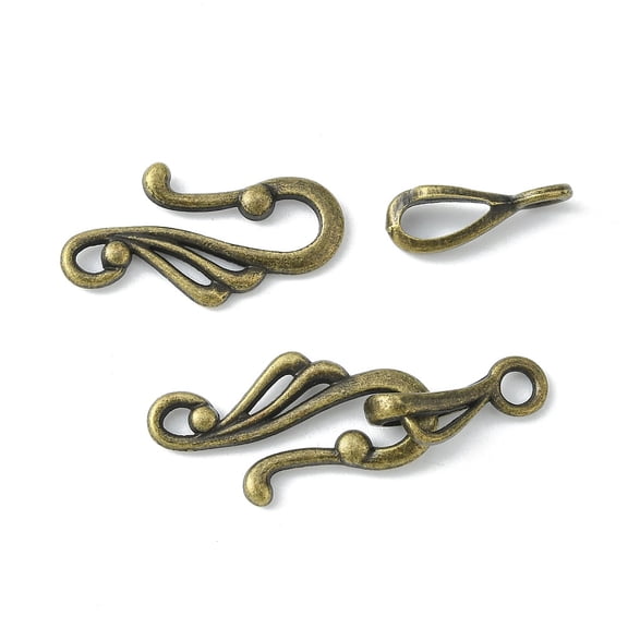 50Set Tibetan Style Hook and Eye Clasps Zinc Alloy Hook and Eye Clasps Lead Free Cadmium Free and Nickel Free Bronze Toggle: 12mm wide 25mm long Bar: 16mm long hole: 3mm