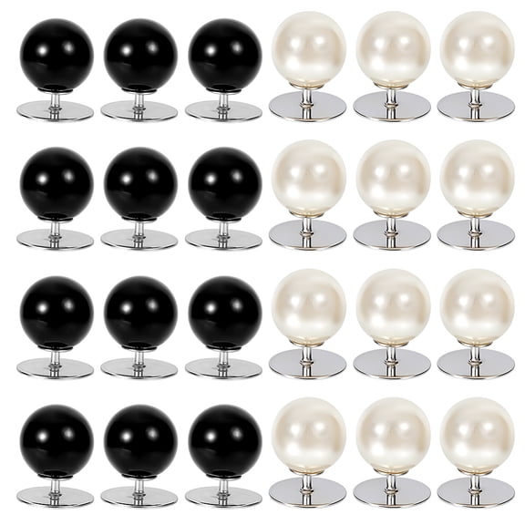 50Sets 2 Colors Plastic Pearl No Sewing Buttons Round with Needle Mixed Color 13.5x10mm 25sets/color