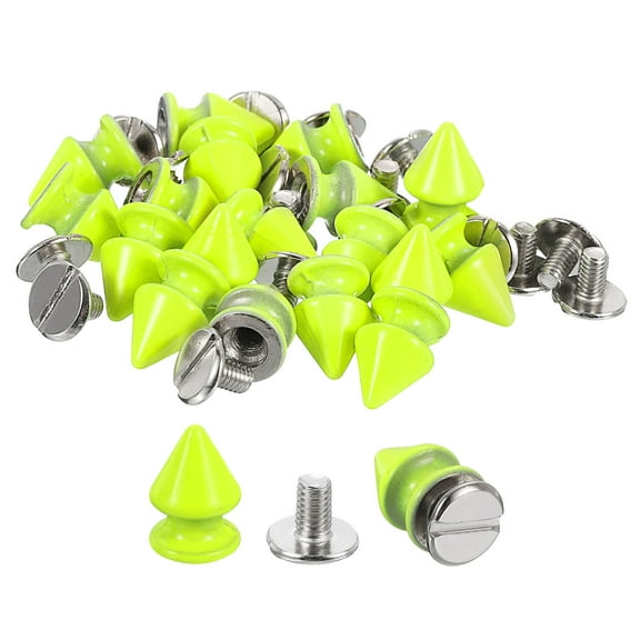 50Sets Cone Spike Stud Rivet, 8x12mm Screw Back Tree Studs and Spikes for Leather Craft(Fluorescent Green)