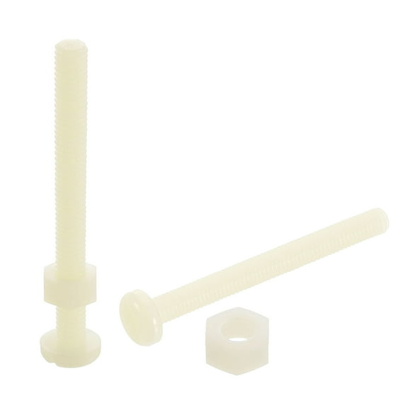 50Sets Nylon Screw Nut Assortment, M6-1x60mm Slotted Pan Head Screws & M6 Nuts