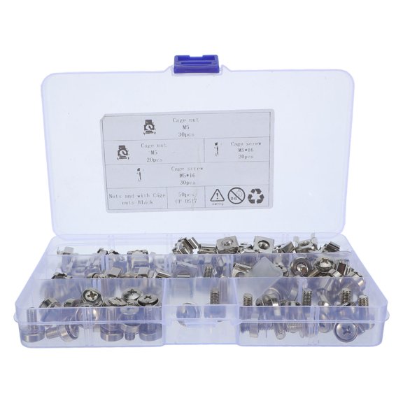 50Sets Rack Mount Plated Silver Cage Nuts and Screws for Server Shelves and Network Rack Accessories