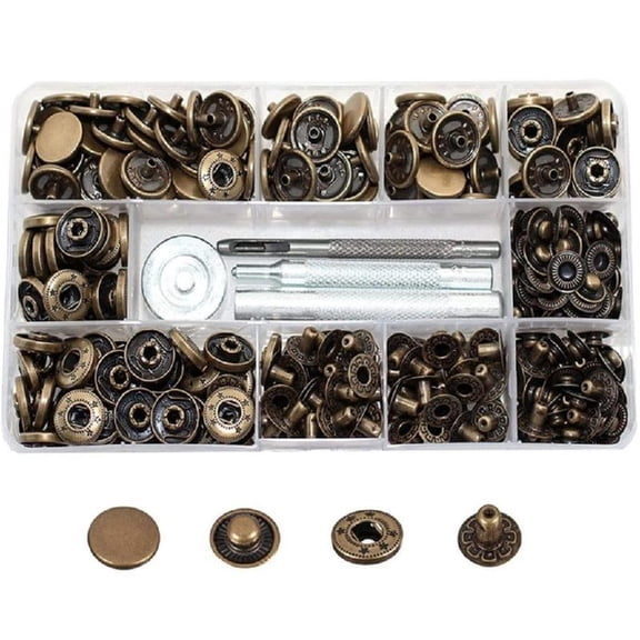 50Sets Stainless Steel Press Buttons 15mm with Installing Tool for Sewing Repair