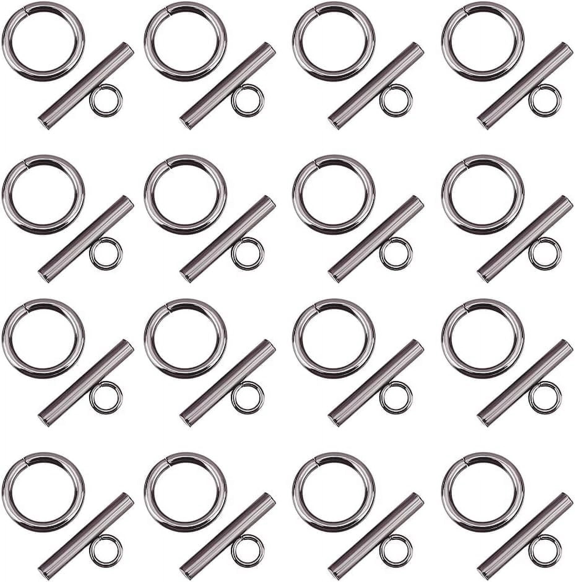 24 Set Stainless Steel Toggle Clasps - Round IQ T-bar Closures For DIY Jewelry Making