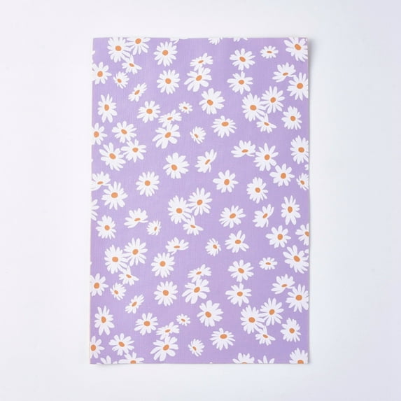 50Sheet PU Leather Fabric Sheet Self-adhesive Fabric Rectangle Daisy Pattern Lilac 30x20x0.1cm
