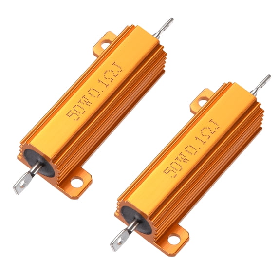 50W 0.1 Ohm Aluminium Housing Chassis Mount Wirewound Power Resistor Glod 2pcs