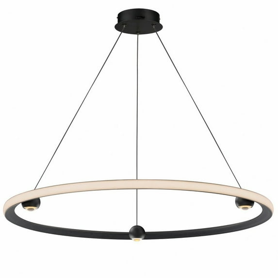 50W 1 Led Cct Select Ring Pendant-2.75 Inches Tall And 40 Inches Wide-Black Finish Et2 Lighting E23514-Bk