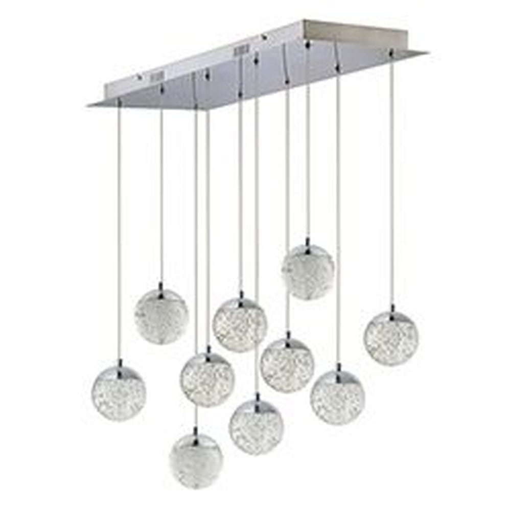 Polished Chrome LED Pendant with Crystal Bubble Glass Shades