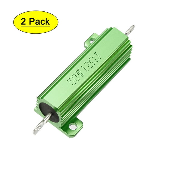 50W 12 Ohm Aluminium Housing Chassis Mount Wirewound Power Resistor Green 2pcs